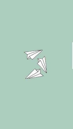 Paper Planes Green Background Wallpaper Wallpaper