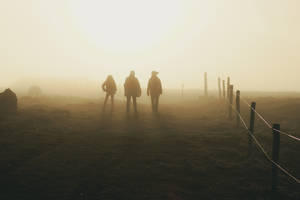 Paranormal Field Silhouettes In Sepia Wallpaper