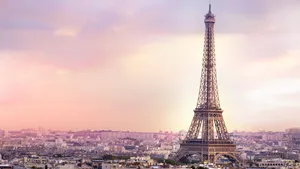 Paris Eiffel Tower Sunset Skyline Wallpaper