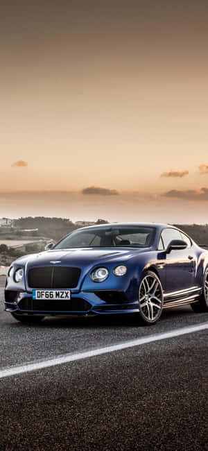 Parked Blue Bentley Iphone Wallpaper