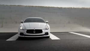 Parked White Maserati 4k Wallpaper