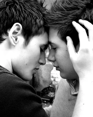 Passionate Gay Boys Black And White Wallpaper