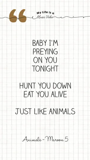 Passionate Maroon 5 Band With Animals Lyrics Poster Wallpaper