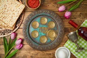 Passover Vintage Plate Wallpaper