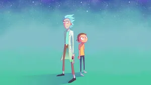 Pastel Blue Rick And Morty Fan Art Wallpaper