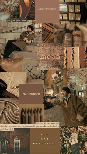 Pastel Brown Collage Wallpaper