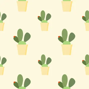 Pastel Cactus Pot In Yellow Pattern Wallpaper