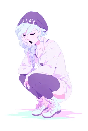 Pastel Goth Girl With Beanie Wallpaper