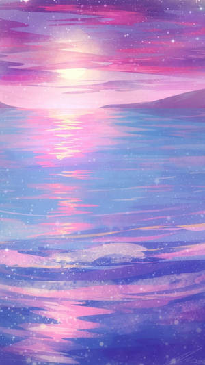 Pastel Ipad Sunset On Rippled Water Wallpaper