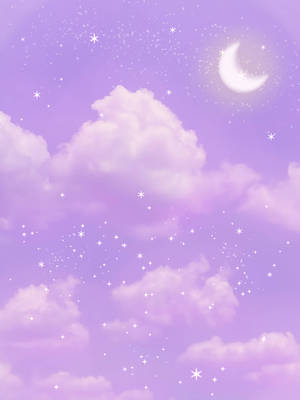 Pastel Ipad Violet Sky Stars Wallpaper