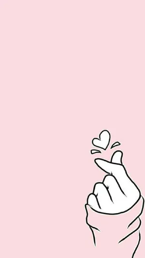 Pastel Korean Finger Heart Wallpaper