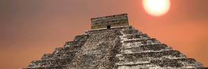 Pastel Orange Sky Chichen Itza Wallpaper