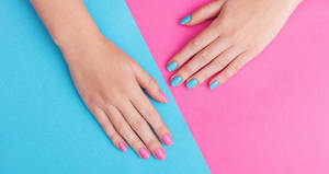 Pastel Pink And Blue Nails Wallpaper