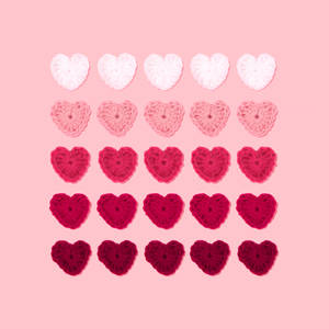 Pastel Pink Heart Crochet Appliques Wallpaper