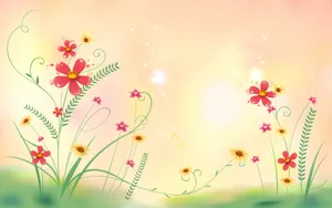 Pastel Sky Cute Floral Digital Wallpaper