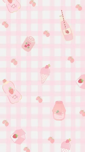 Pastel Strawberry Ice Cream Wallpaper