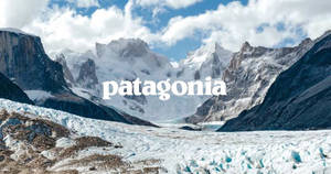 Patagonia Logo Snowy Mountains Wallpaper