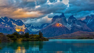 Patagonia Mountain Range Blue Hue Wallpaper