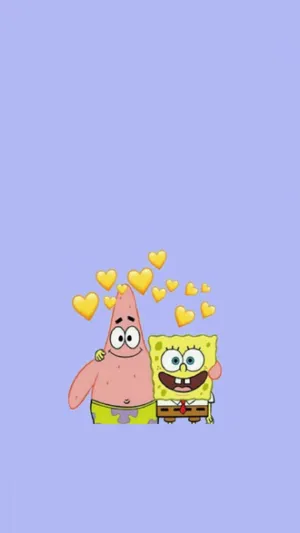 Patrick And Spongebob Yellow Hearts Aesthetic Wallpaper
