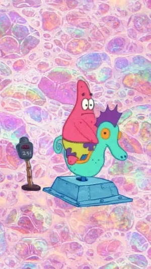 Patrick Arcade Seahorse Ride Aesthetic Wallpaper