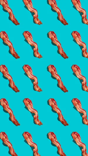 Patterned Bacon Stripson Blue Background Wallpaper