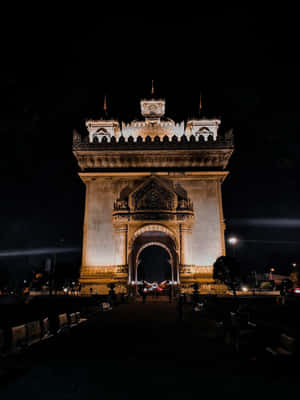 Patuxai In Vientiane At Night Wallpaper