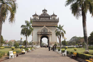 Patuxai Monument At Daytime In Vientiane Wallpaper