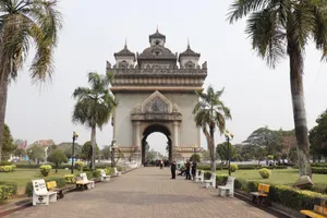 Patuxai Monument At Daytime In Vientiane Wallpaper