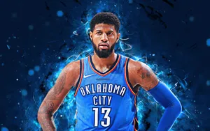 Paul George Dark Blue Highlight Jersey Wallpaper