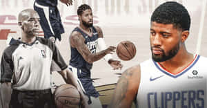 Paul George Of The La Clippers Looking To Take The Team To Championship Victory Wallpaper