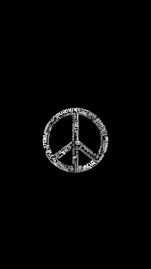 Peace Symbol Typography In Solid Black Wallpaper
