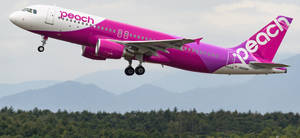 Peach Aviation Plane Soaring Wallpaper