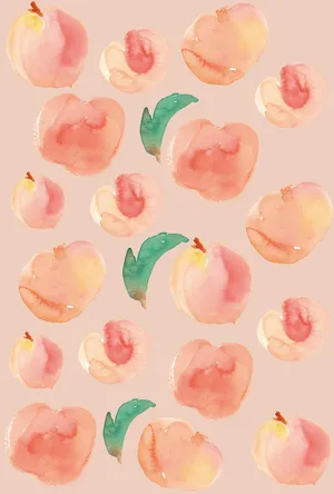 Peach Watercolor Pattern On A Beige Background Wallpaper