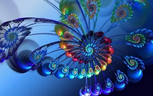 Peacock Aesthetic Fractal Design Wallpaper