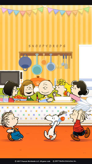 Peanuts Gang Preparing Thanksgiving Meal Wallpaper