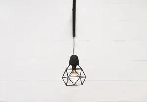 Pendant Lamp Hanged On White Room Wallpaper