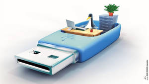 Penguin Usb Funny Cartoon Wallpaper