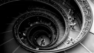 People In Spiral Staircase Wallpaper