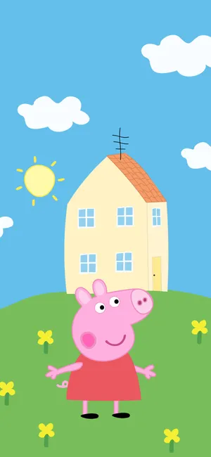 Peppa Pig Iphone Flower Field Wallpaper