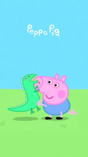 Peppa Pig Iphone George With Big Lizard Wallpaper