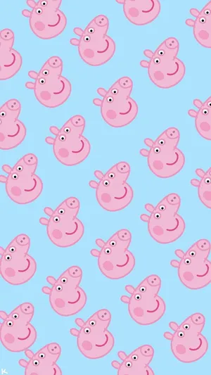 Peppa Pig Iphone Repeating Face Pattern Wallpaper