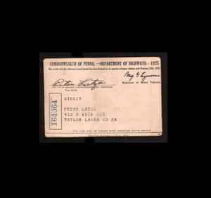 Pete Latzo's Signed Driver;s License Wallpaper