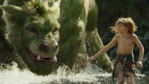 Pete's Dragon Playing In River Wallpaper