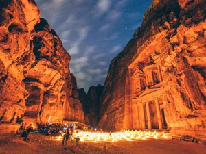 Petra City Under Night Sky Wallpaper