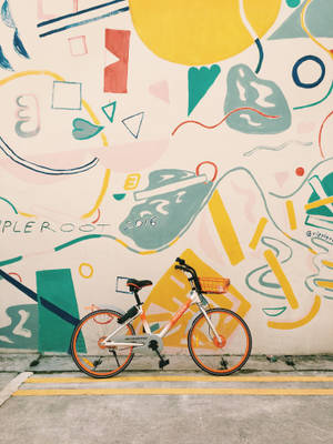 Photography Of Orange And White Bicycle Wallpaper