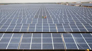 Photovoltaic Solar Panels At The Gujarat Solar Park Wallpaper