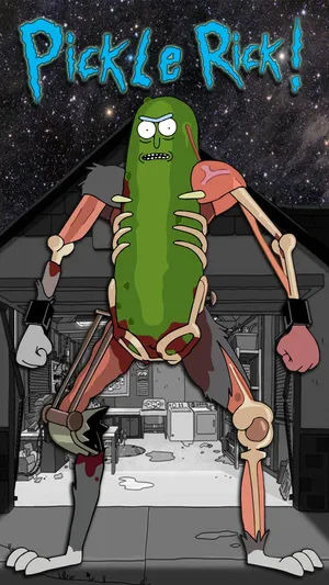 Pickle Rick With Clenched Hands Wallpaper