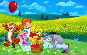 Piglet Picnic Day Wallpaper