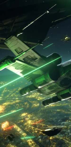 Piloting An X-wing Spaceship Through An Asteroid Field In A Spectacular Stunt. Wallpaper