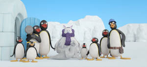 Pingu With Family And Friends Wallpaper